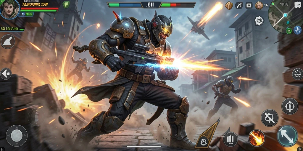 Screenshot utama menampilkan karakter bertarung dalam aksi seru di 8II.