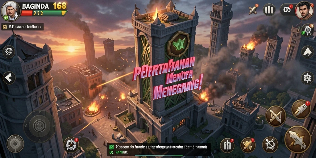 Tampilan gameplay menara pertahanan yang mendebarkan di BAGINDA168.