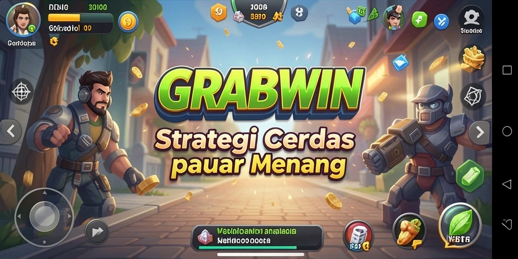 Tangkapan layar gameplay GRABWIN yang menunjukkan pertempuran strategis yang intens.