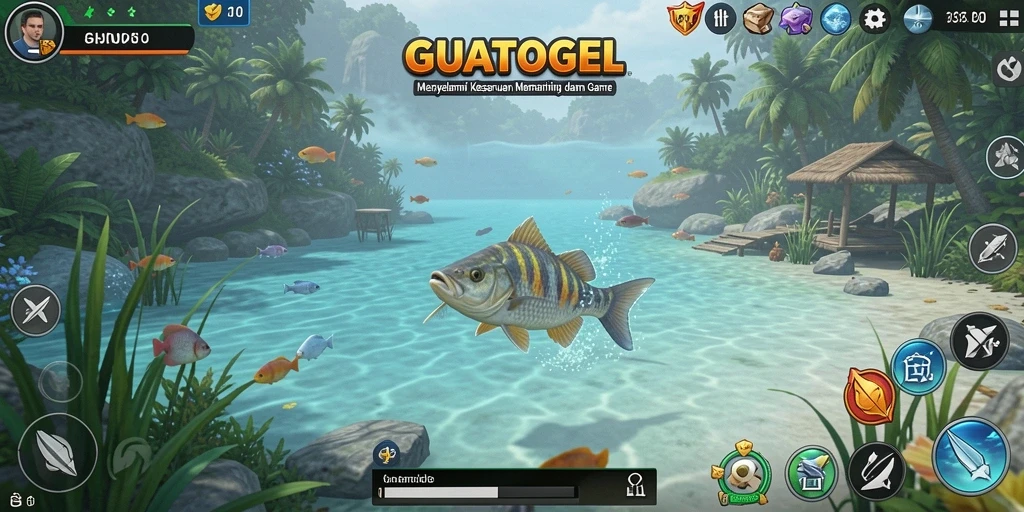 Tampilan gameplay GUATOGEL yang mendebarkan saat memancing ikan.