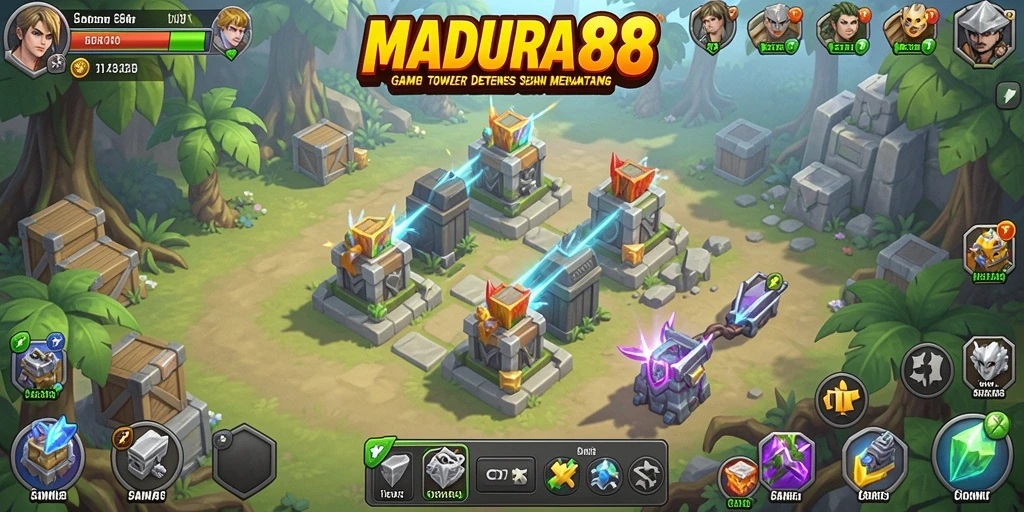 Tampilan seru gameplay MADURA88 dalam strategi Tower Defense.
