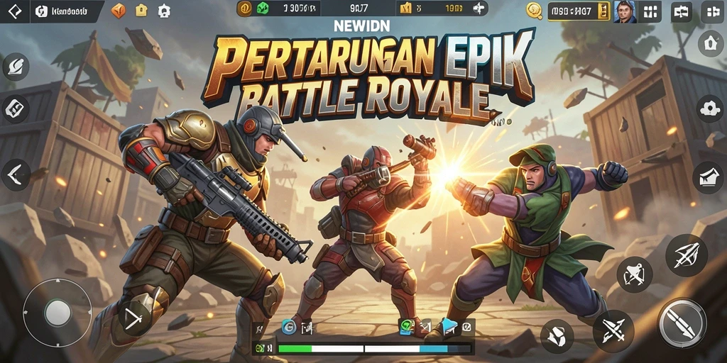 Gameplay seru dalam pertarungan Battle Royale di NEWIDN.