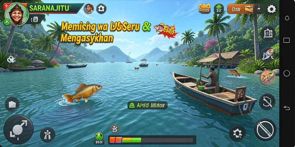 Tangkapan ikan besar di SARANAJITU, menampilkan grafis yang menawan.