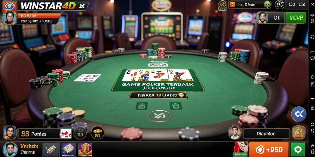 Screenshot gameplay <strong>WINSTAR4D</strong> yang menampilkan aksi poker yang mendebarkan.